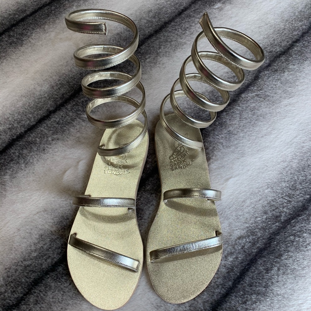 { Ancient Greek Sandals } Oftis Gold Wrap Sandals
